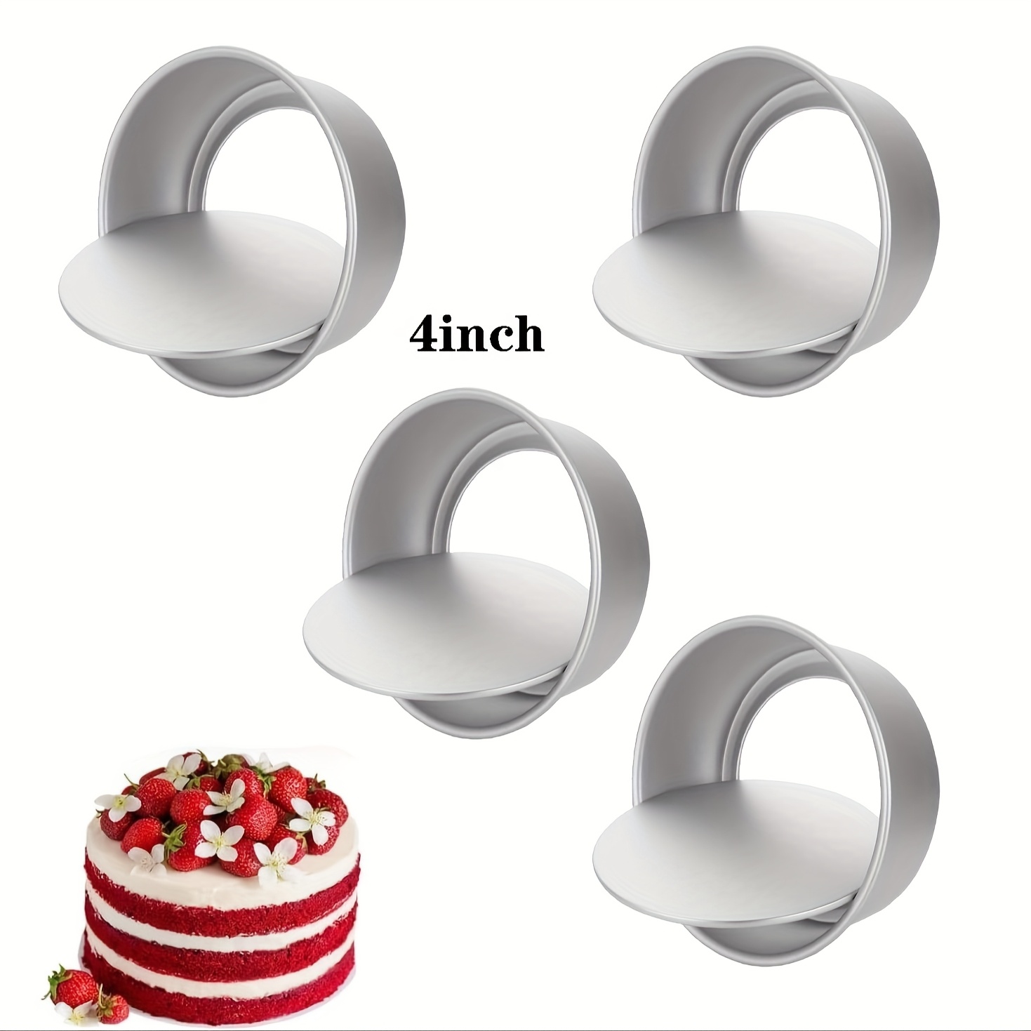 Kitchen And Baking Equipment - 4pcs 4-Inch Round Food-Grade Aluminum Cake