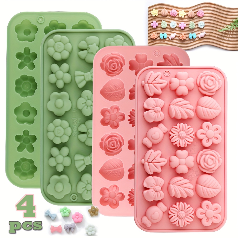 Silicone Cake Mold - 4-Pack Silicone Chocolate Candy Molds, Various