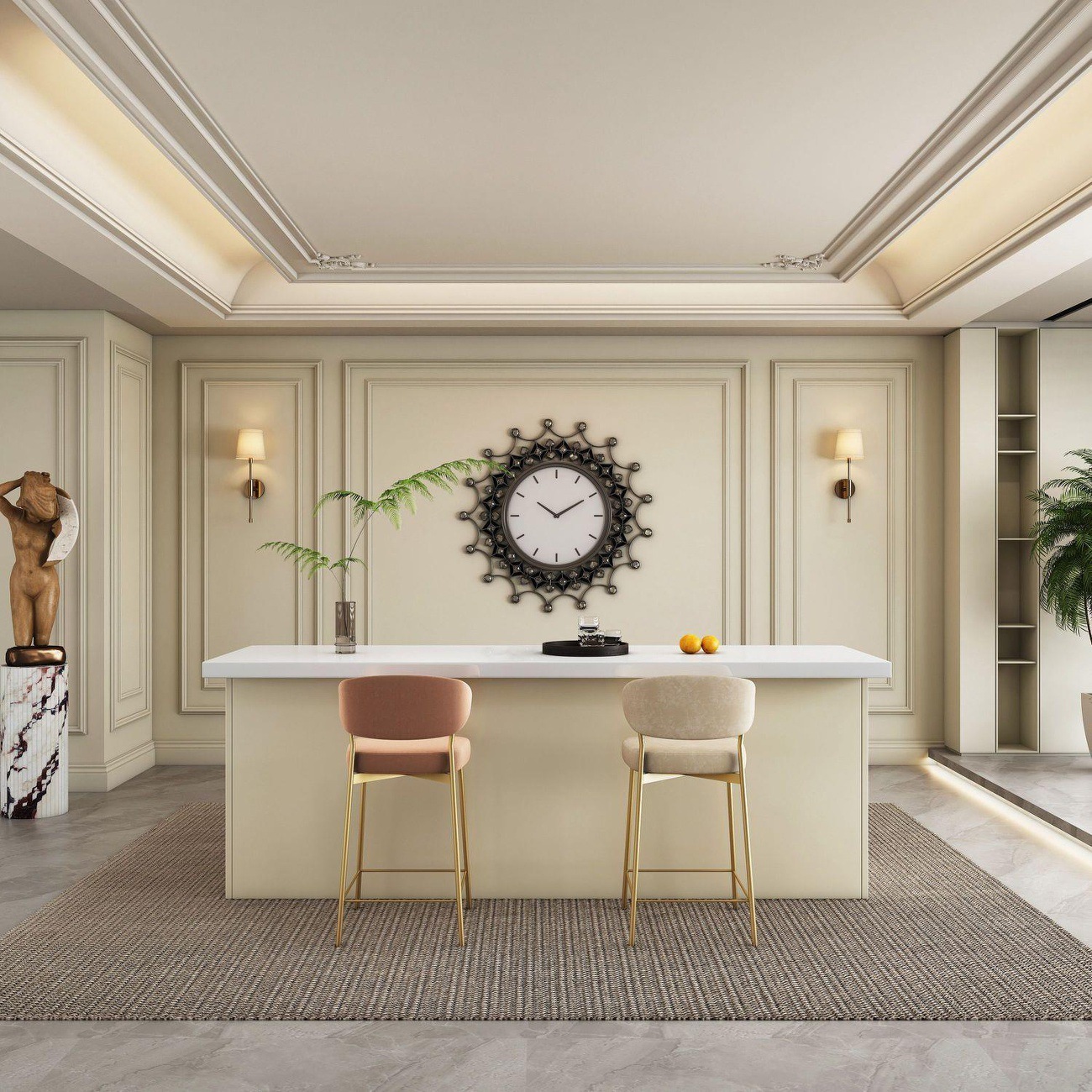 Modern light luxury bar, home  - đánh giá và giá Kitchen Baking Island