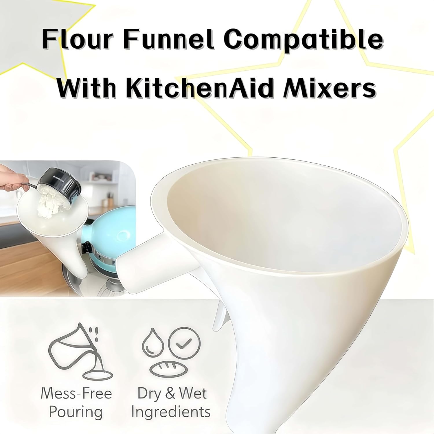 Flour Funne Mixer for Kitchen  - đánh giá và giá Kitchen Baking Aid